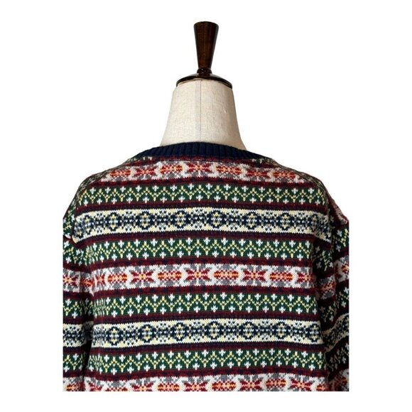 Tommy Hilfiger Navy Blue and Green Nordic Wool Blend Crew Neck Sweater Size XL - Picture 4 of 8